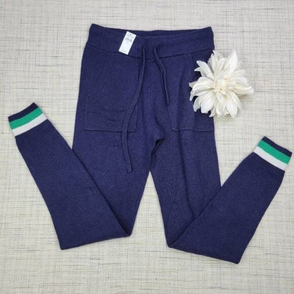 NWT Aerie Women's Sweater Fuzzy Skinny Fit Jogger‎ Pants Navy Size Small